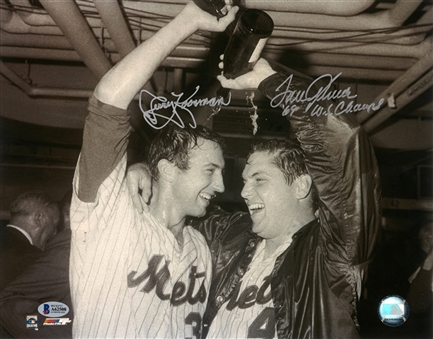 Tom Seaver & Jerry Koosman Dual Signed 11x14" Photograph With "69 W.S. Champs" Inscription By Seaver (Beckett)